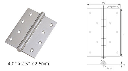 Stainless Steel Butt Hinges Flat Tip Full Mortise