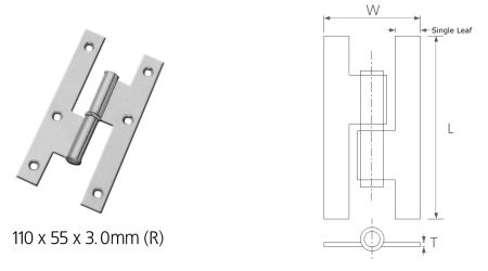 Stainless Steel H Type Hinges (SOCOMS)